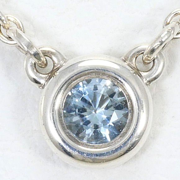 TIFFANY Jewelry - Tiffany & Co. By the Yard Silver Necklace with Aquamarine, Total Weight 1.6g,...